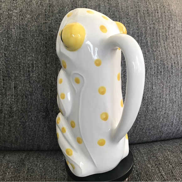 Schmid Design Ceramic Yellow Polka Dot Frog Creamer Vase Pitcher - Picture 3 of 12